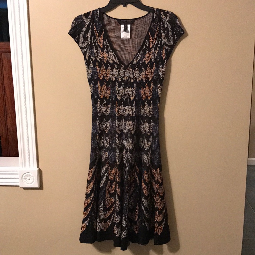 BCBG: NWOT Black, multi sweater dress